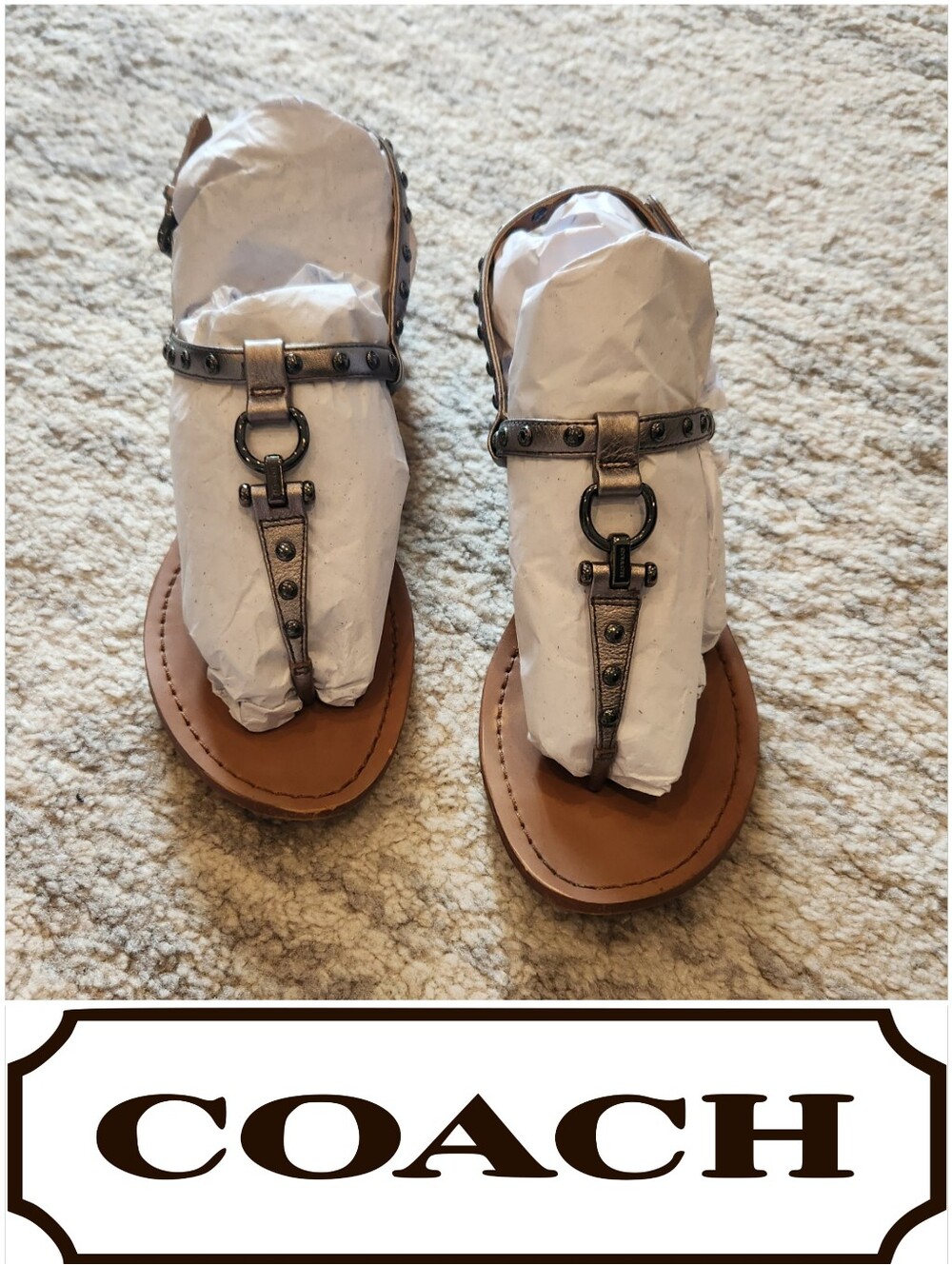 Coach Leather Wedge Sandals